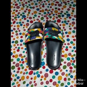 Versace Medusa Head Greek Embossed Slide Sandal